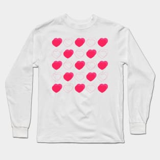 Seamless pattern with pink and red hearts Long Sleeve T-Shirt